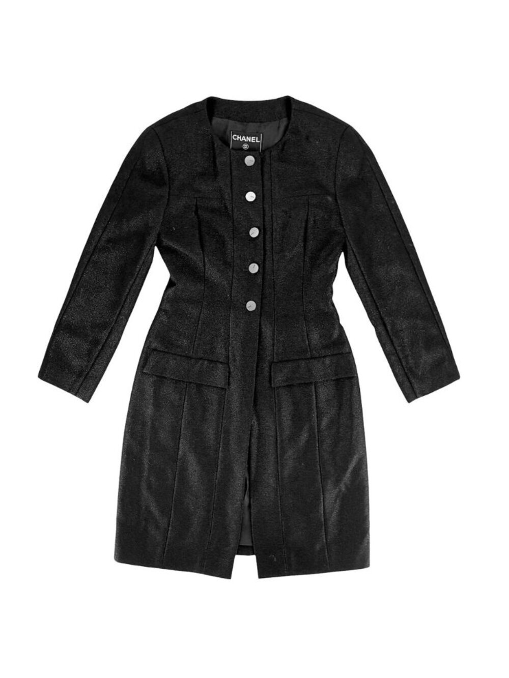 Chanel Coat No Nylon Black Wool Autumn